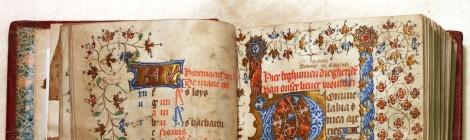Cropped photograph of illuminated pages of Book of Hours A107