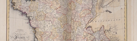 Photograph of map of France from Lizars' Atlas